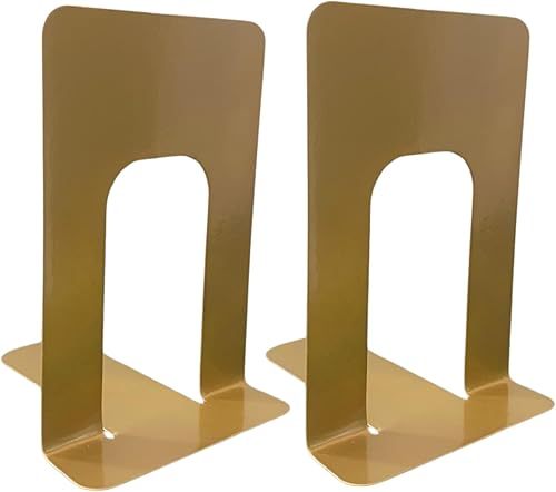 2 sujetalibros dorados para estantes, sujetalibros de metal resistente para libros pesados, topes decorativos dorados para decoración del hogar u