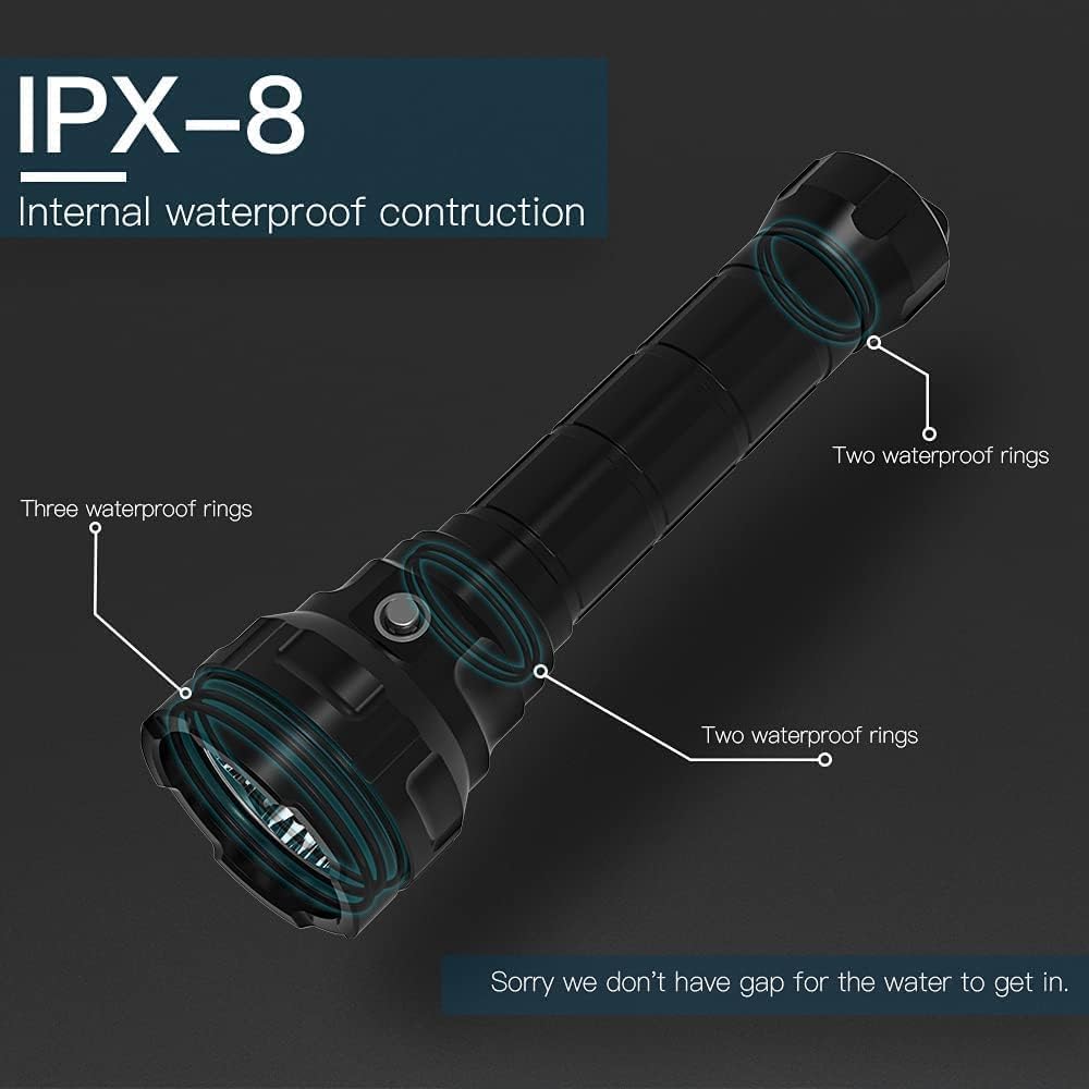 Wurkkos Torcia Subacquea 13000 Lumen 4 XHP50.2 LED IPX-8 2x5000 mAh Con Caricabatterie