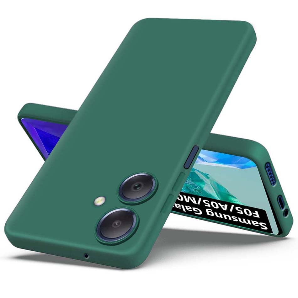 Fashionury Back Cover Case for Samsung Galaxy F05 / M05 / A05 | Camera Bump Protection | Matte Soft Silicon Flexible | Shock Proof Rubberised Back Case Cover for Samsung Galaxy F05 / M05 / A05 (Green)