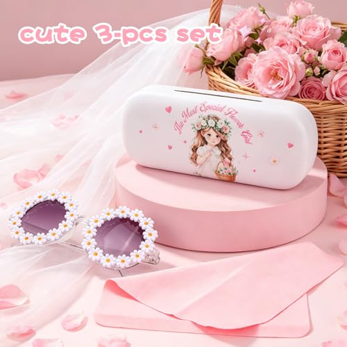Image of Kids Sunglasses for Girls with Eyeglasses Case for Party Beach Dress Up Glasses
