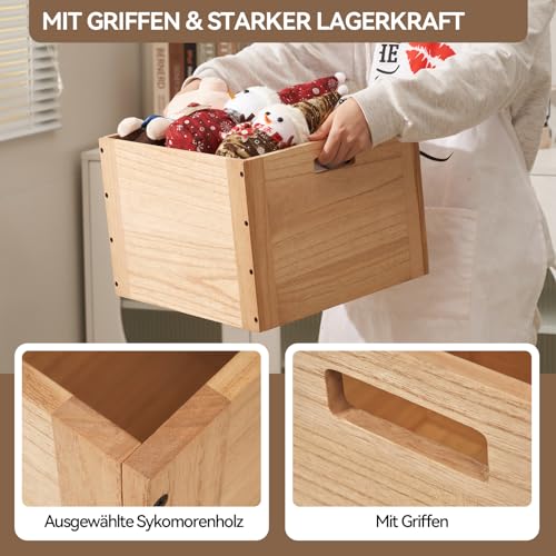 KIRIGEN Stapelbare hölzerne Lagerung Würfel Korb Veranstalter für Haus Bücher Kleidung Spielzeug Büro Würfel Bücherregal Schrank Regal F26 natürliche Farbe