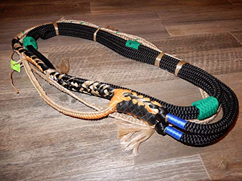 Alligator EPT Bull Rope Black Nylon on Tan Poly Pro 9/7 Left Hand Soft 3/4 x 3/4 Bull Riding Rodeo 16'