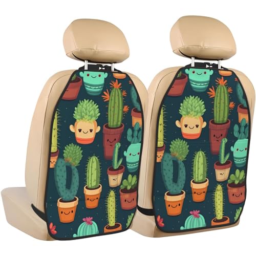 YYHWHJDE Almohadillas de almacenamiento antipatadas para asiento de coche, 2 piezas, 26.4 x 18.5 pulgadas, fundas universales para asientos de coche, para SUV, Jeep, camión y sedán, lindo cactus sin