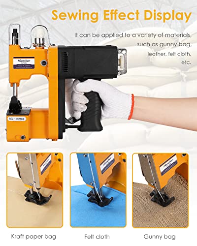 Hanchen Mini Bag Closing Machine 2S/Bag Portable Bag Closer 2.9Kg Electric Bag Sewing Machine Automatic Woven Bag Sewer Packing Machine For Burlap Pp Woven Kraft Paper Bag With Ce Certificate (110V) #TOP1