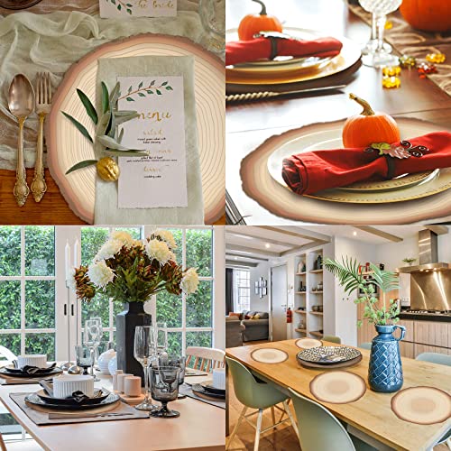 Disposable Placemat Table Placemats Wood Slices Disposable Placemats 13 Inch Paper Placemats For Bridal Baby Shower Birthday Party Supplies Decorations (Wood Slices,50 Packs) #TOP5