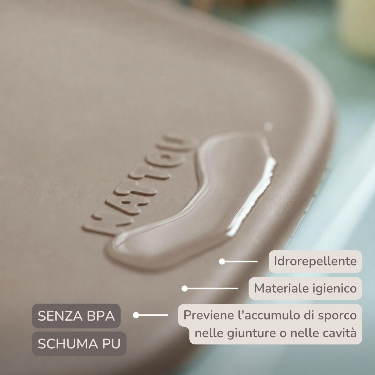 Nattou Cambiador de suave espuma de PU, lavable, 50 x 70 cm, Softy, Taupe