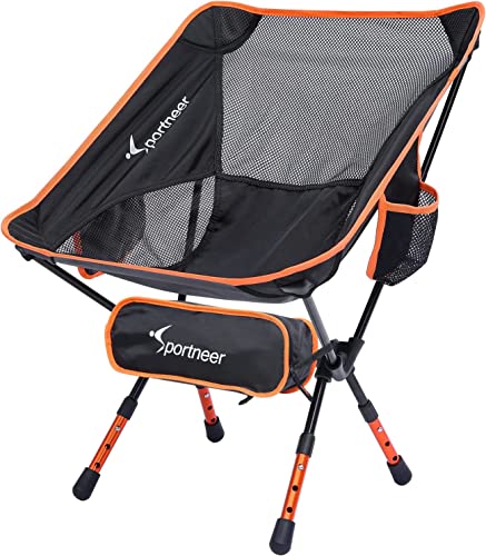 Chaise De Camping Sportneer – Ultra Légère 0,9 Kg, Cadre Alu 7075, Capacité 150 Kg, Dossier 66 Cm, Pliable En 2 Secondes – Sac De Transport Inclus – Idéal Pour Rando, Plage, Pêche