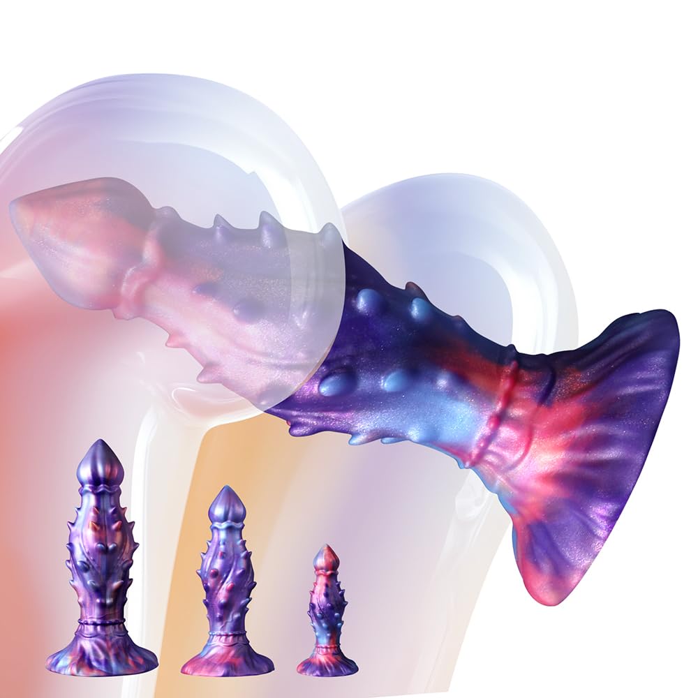 Alien Spitz Butt Plug mit starkem Saugnapf Analplug Bunter Flüssig Silikon Analdildo S/M/L Dildo Fetisch Sexspielzeug Prostata G-Punkt Stimulator für Männer und Frauen Homosexuell(L)