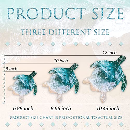 Vivicomfy 3Pcs Sea Turtle Wall Decor-Wood Ocean Sea Turtle Canvas Wall Art Decor-Beach Theme Art Decorations Hanging-Sea Turtle Sea Life Wall Art For Indoor Outdoor Bathroom Home Office Wall Decor #TOP2