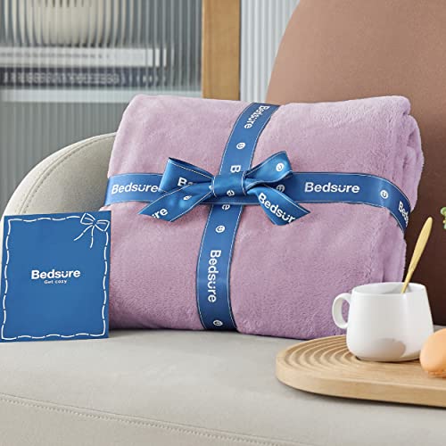 Image of Bedsure GentleSoft Fleece Blankets Queen Size Lilac Lavender - Bed Blanket Soft Lightweight Plush Fuzzy Cozy Luxury Microfiber, 90x90 inches