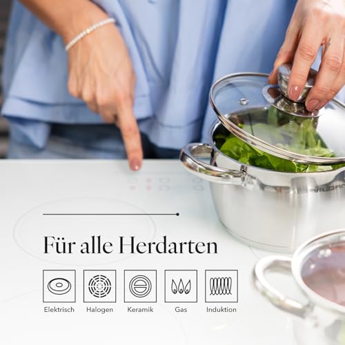 Florina Oliver 20 cm 3,4 L Edelstahltopf mit Glasdeckel | Für Induktion, Gas, Elektro, Ceran | Messskala innen | Spülmaschinengeeignet | Hitzebeständiger Deckel | Langlebig & robust 4
