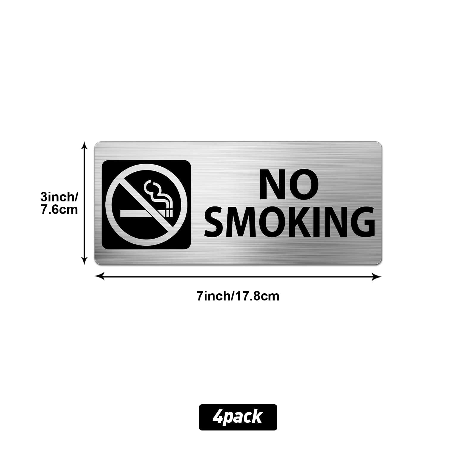 No Smoking Sign Señal de no fumar Aluminio 17,8 x 7,6 cm Señal de advertencia de no fumar Señales de seguridad metálicas reflectantes Impermeables para exterior e interior 4 piezas