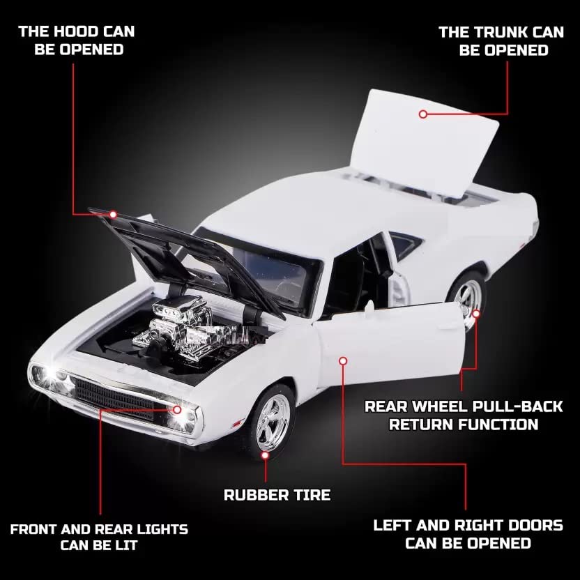 Image of Invite Enterprise 1:32 Scale F & F 7 Dominic's Dodge Charger Diecast Alloy Car Models Kids Toys for Children Classic Metal Cars-Multicolor
