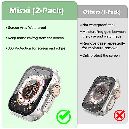 Image of Misxi [2 Pack] Waterproof Case with Button Designed for 49mm Apple Watch Ultra 3 (2025) / Ultra 2 / Ultra, Protective PC Cover with Tempered Glass Screen Protector for iWatch, Matte Transparent