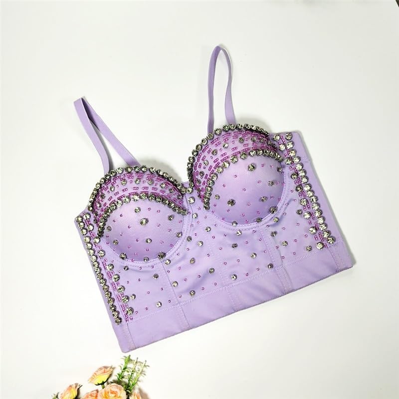 Shapewear Tube Top Heavy Beaded Bra Inner Wear Outer Rhinestone Backless Camisole for Women