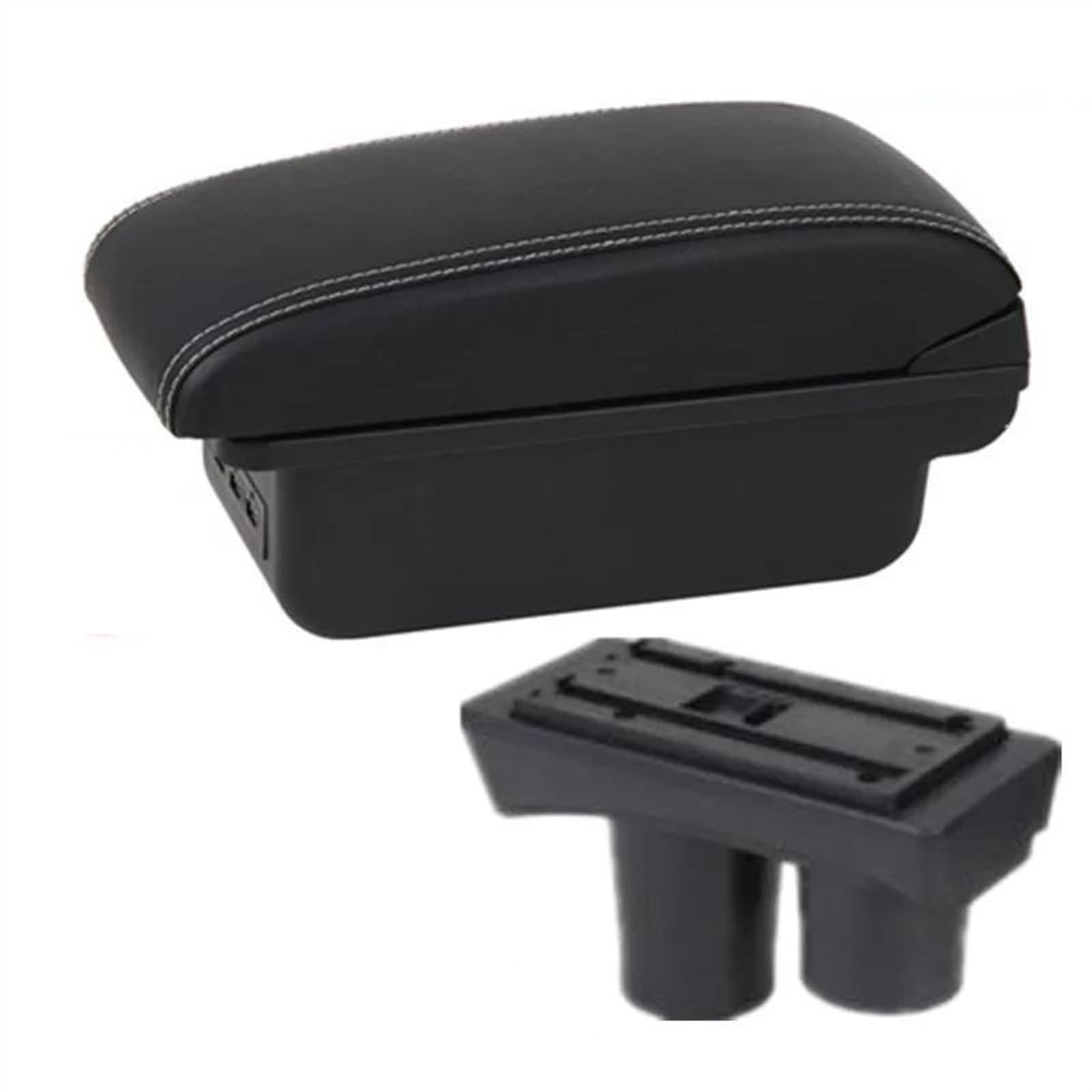 NOHEEU Armrest Box With Multifunctional Support PU Cushion Car Interior Modification Accessories For Citroen C2 C3(B3 white line 3USB)