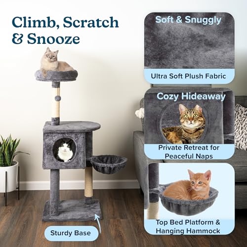 Torre para Gatos de 47 pulgadas con Hamaca y Rascadores miniatura 3