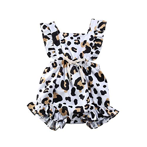 Image of Kuriozud Baby Girl Floral Romper Newborn Infant Ruffle Bodysuit One-Piece Jumpsuit Clothes Summer Outfit