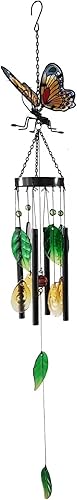 Miniatura 8 de Campanillas de viento de mariposa para tubos de metal exteriores, campanillas de viento de vidrio, decoraciones al aire libre para patio, jardín,