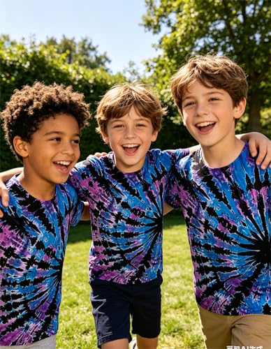 Image of Boys Tie Dye Shirt Size 4-14 Hippies Senior Rainbow Tees T Shirts for Kids | Tees T shirts for Kids