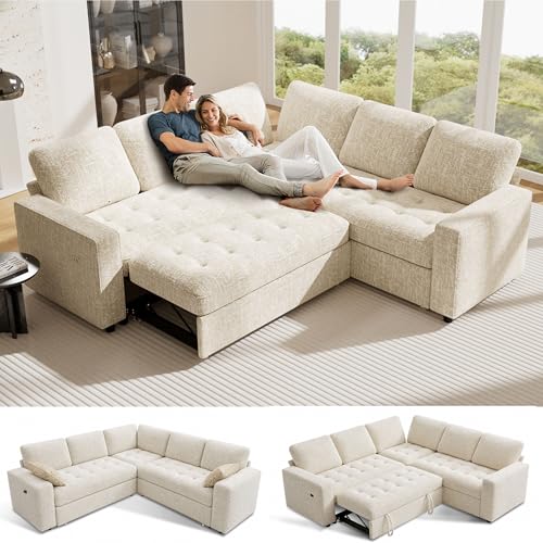 Vipbear 5 Seat L Shaped Modular Sectional Sleeper Sofa Bed