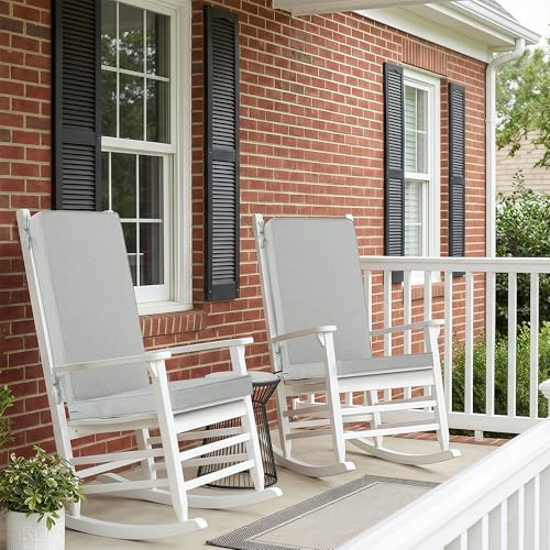 Image of Outdoor Chair Cushions 20x20, Water-Resistant & Fade-Resistant, Patio Furniture Lawn Dining Chair Seat Replacement with High Back, Ties Zipper, Removable Cover, Set of 4, Light Grey