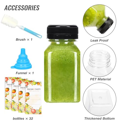 TOMNK 32pcs 4oz Plastic Juice Bottles with Caps, Sticker Labels, Brush by TOMNK - Used condition - Image 3