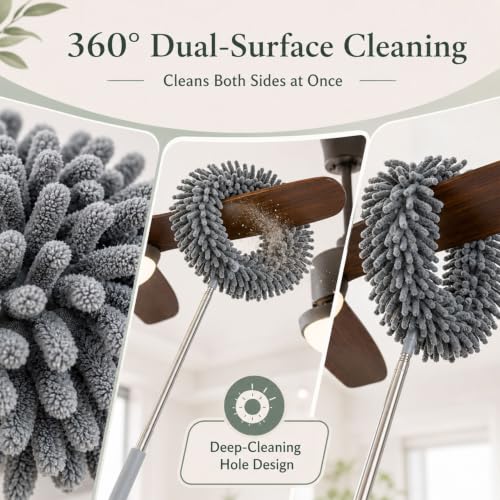 Image of Fan Cleaner Brush with Long Rod | Telescopic Fan Cleaning Mop Microfiber Dust Cleaner | Upto 2 Meter Extendable Duster for Home Cleaning Microfiber Duster for Cleaning of Home Kitchen Car Ceiling