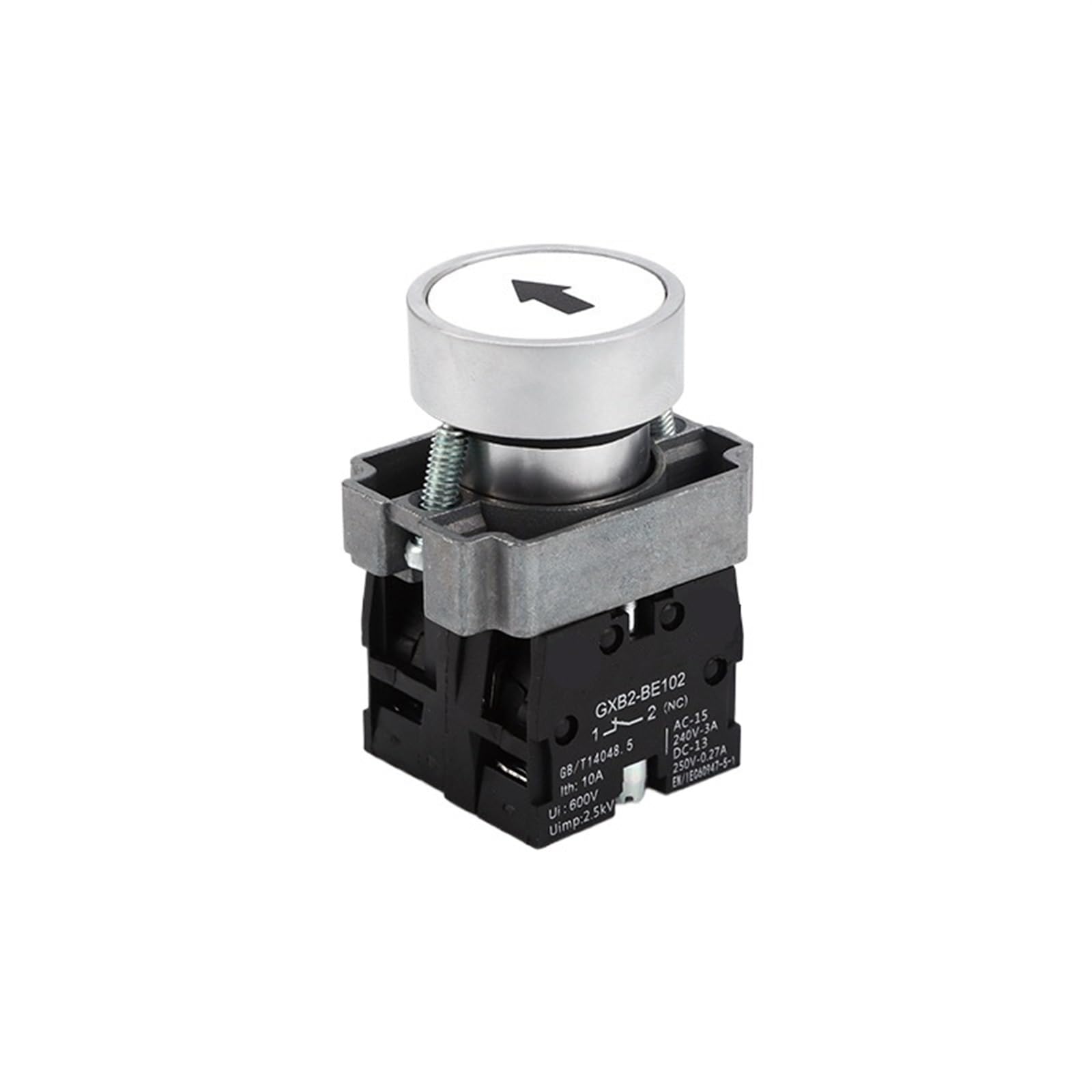 Interrupteur métallique à bouton-poussoir IP65 finition tête plate