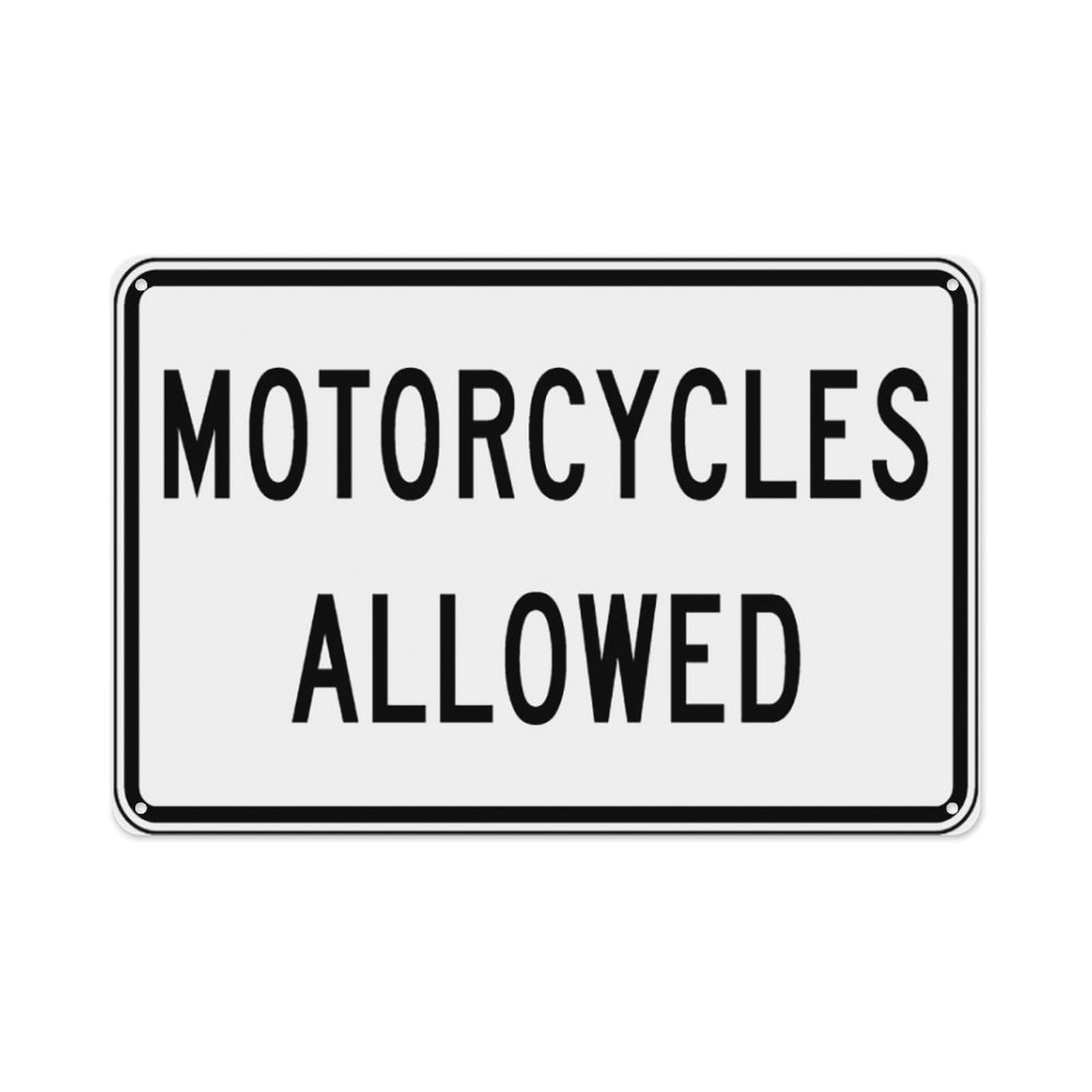 peiyeety Motorcycles Allowed Sign Aluminum Tin Warning Signs For Home Outdoor Garden 12X16 Inches