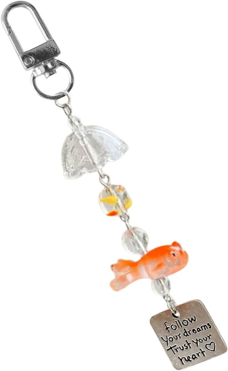Keychain, Handmade Beaded Door Charm Resin Keychain Dreamy Goldfishing Designs Decorative Accessory