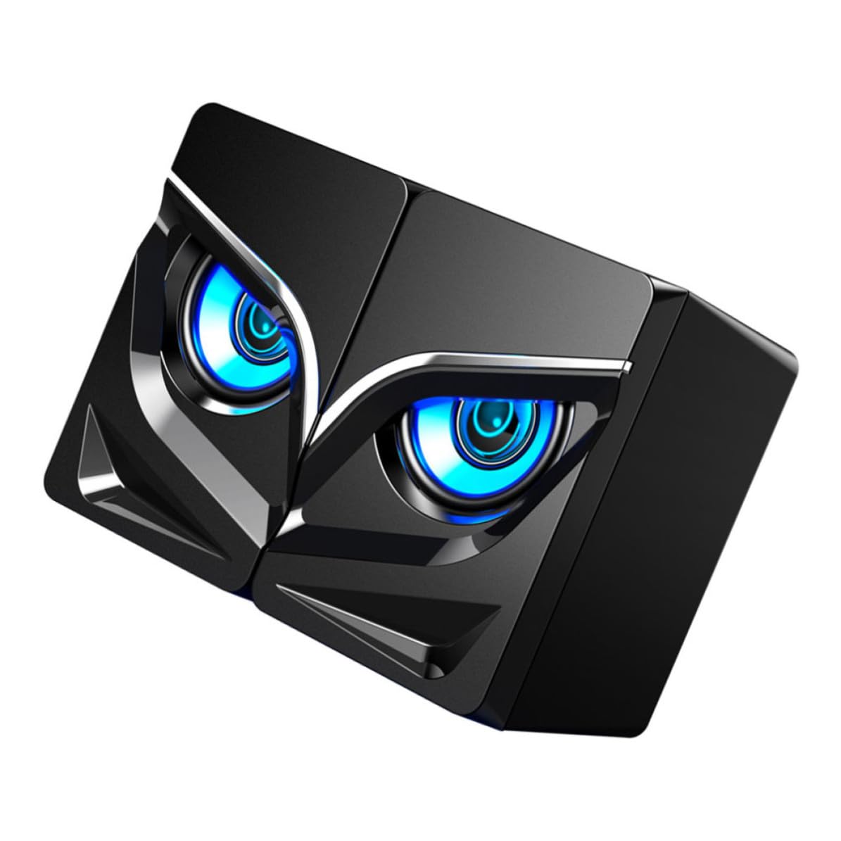 STOBAZA Altavoces Diseño en Plástico Negro USB para Computadora de Escritorio Subwoofer Potente, Efecto de Iluminación Colorida y Sistema Anti-interferencias para Uso en Oficina