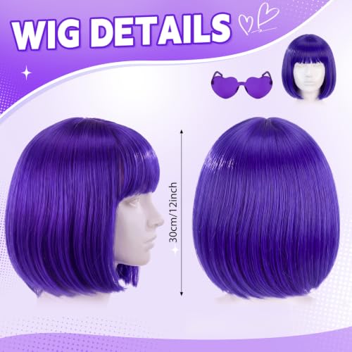 Image of Chunyin 2 Pieces Party Wigs and Sunglasses Set, Purple