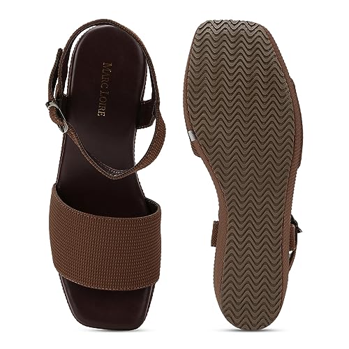 Image of Marc Loire Women's Fashion Square Toe Buckle Straps Wedge Heels