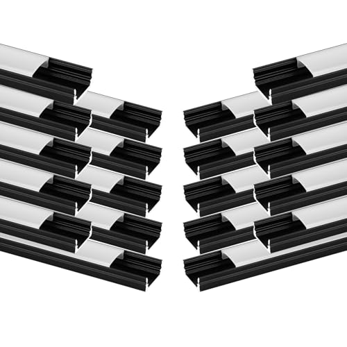 Besseto 20Pack 6.6Ft/2M Black LED Aluminum Channel,LED Strip Light Diffuser Aluminum Channel Profile...
