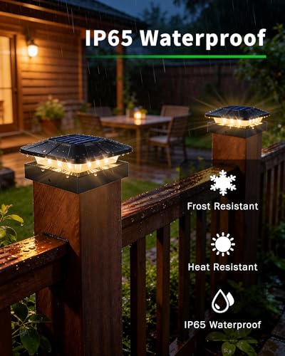 ROMANJOY 4x4 Solar Post Cap Lights Waterproof for Wood/Vinyl Posts, 2Pack - image 4