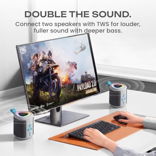 Image of HAMMER Smash 2 Bluetooth Speaker | 10W Powerful Sound | Bluetooth 6.0 | TWS Function | Multi-Color LED Modes | USB & TF Card Support | FM Radio | Type-C Charging | Portable Speaker | White
