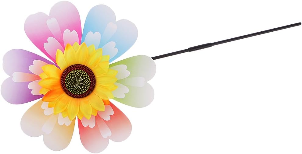 Beautiful Sunflower Windmill Wind Whirligig Kids Beach Lawn Toy Outdoor Fun Nursery Venue Décor Random Pattern
