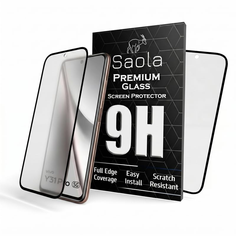 Image of Saola Anti-Glare Matte Screen Protector for Vivo Y31 Pro 5G | Smooth Touch Finish, 9H Strength Glass, Full Coverage, Bubble-Free Installation Kit | Quick & Easy Application | Pack of 1