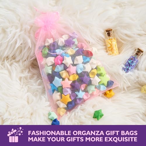 Image of PACKINNO 100pcs Pink Organza Bags, Sheer Organza Bags 4x6 Inch, Small Mesh Bag, Drawstring Gift Bags for Jewelry, Party, Candy, Christmas, Festival, Bathroom Soaps, Makeup