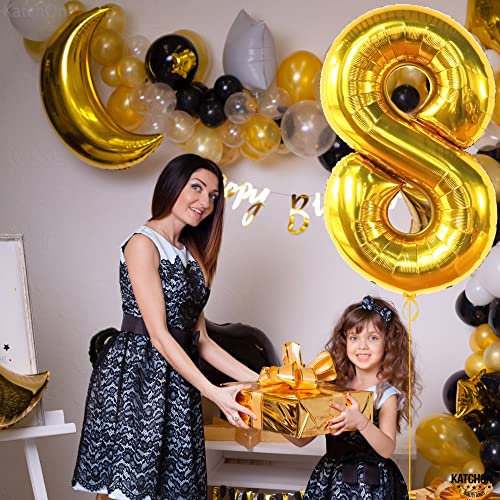 Image of KatchOn Foil Golden Number 8 Balloon For Birthday Decorations - 40 Inch