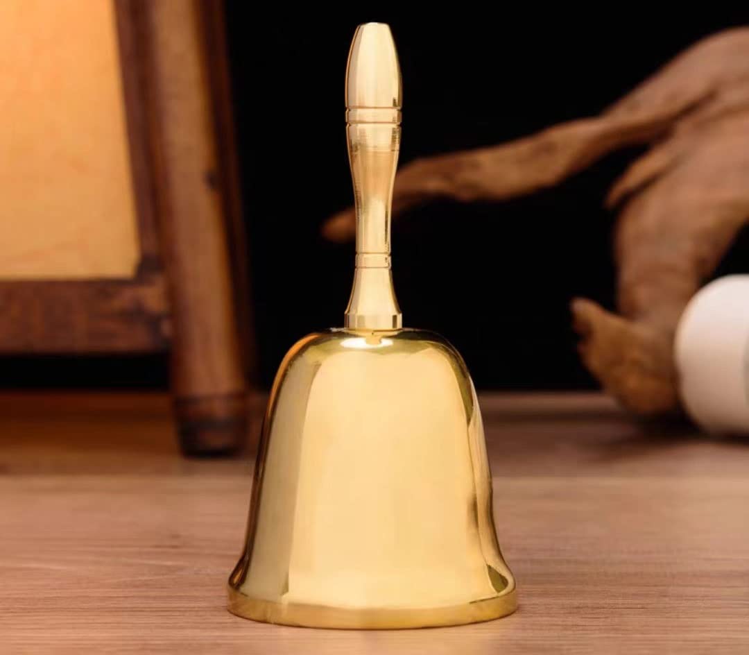 Hand-Service anrufen Glocken Tee Speise Glocken Messing Gold Weihnachten Retro Bar Restaurant Passing Gerichte Glocke Pet Training Glocke Home Furnishing(Gold,3 inches(7.3*17cm))