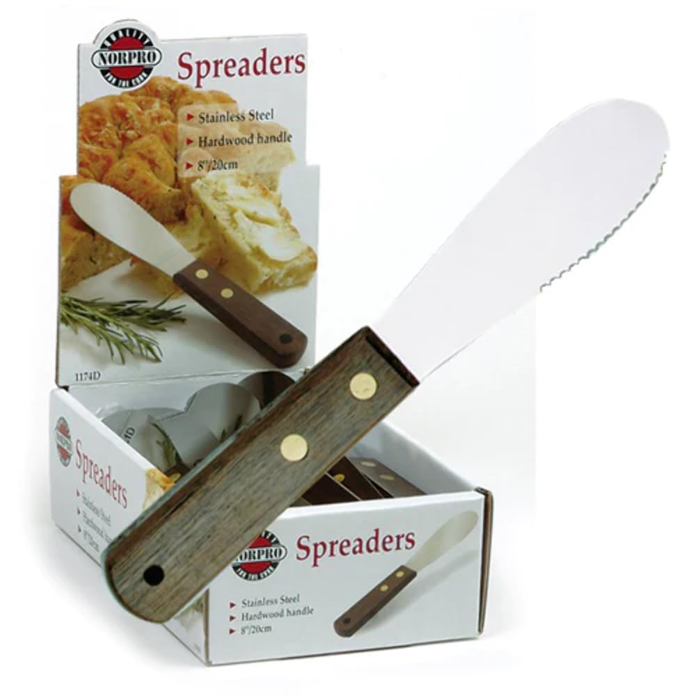 Spreader 8" authentique en bois et acier inoxydable pour table élégante