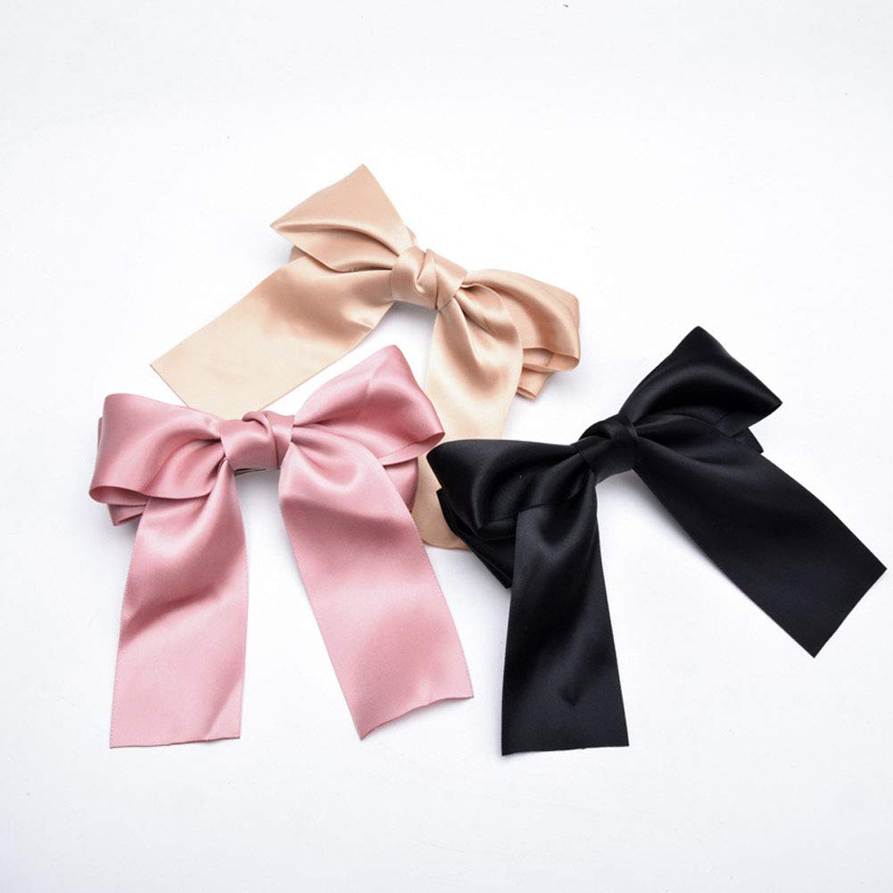 Amazon.com : Set of 8 Big Satin Solid Ribbon French Barrette 