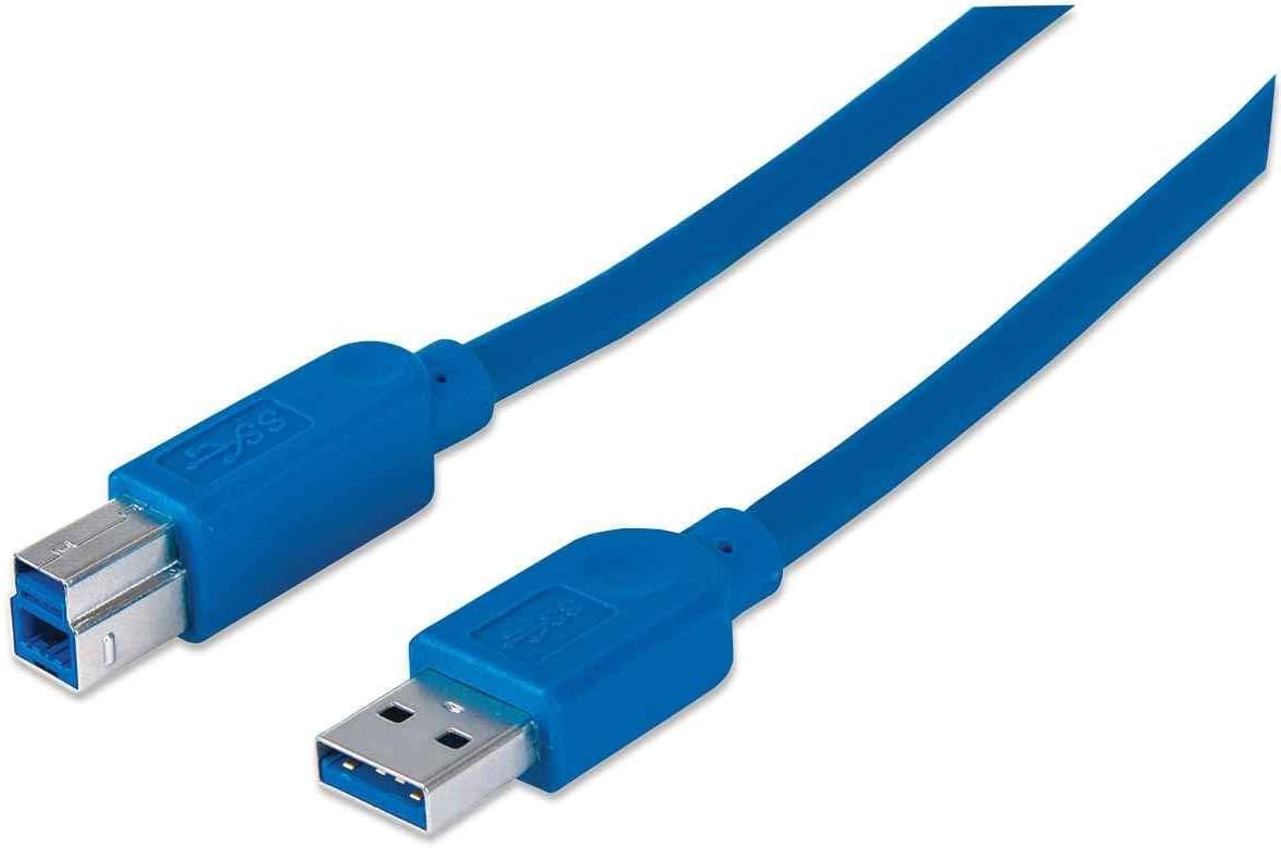 MANHATTAN 6.6-Feet SuperSpeed USB Cable A Male/B Male 2m, Blue (393881)