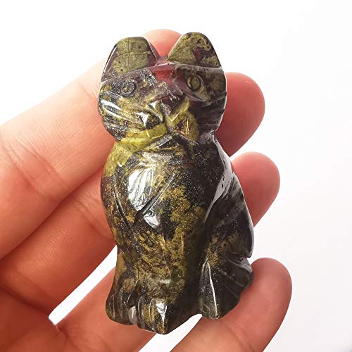 Manekieko Natural Dragon Blood Jasper Crystals and Healing Stones, Pocket Carved Lucky Cat Figurines Collectibles 2 Inches Room Décor - Image 2