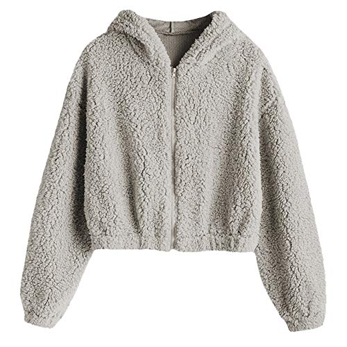 Zaful women's faux fur fuzzy coat full zip drop shoulder jacket c…