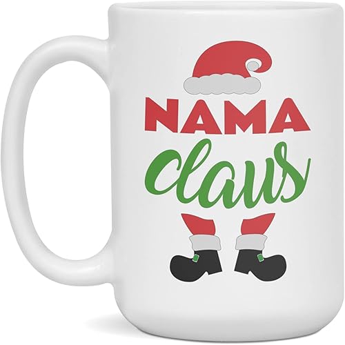 Nama Claus - Taza de Navidad para Nama Santa para Nama, 15 onzas, color blanco