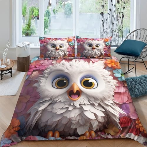 Parure de lit hibou 3D housse de couette 200x200 cm avec taies d'oreiller - 2