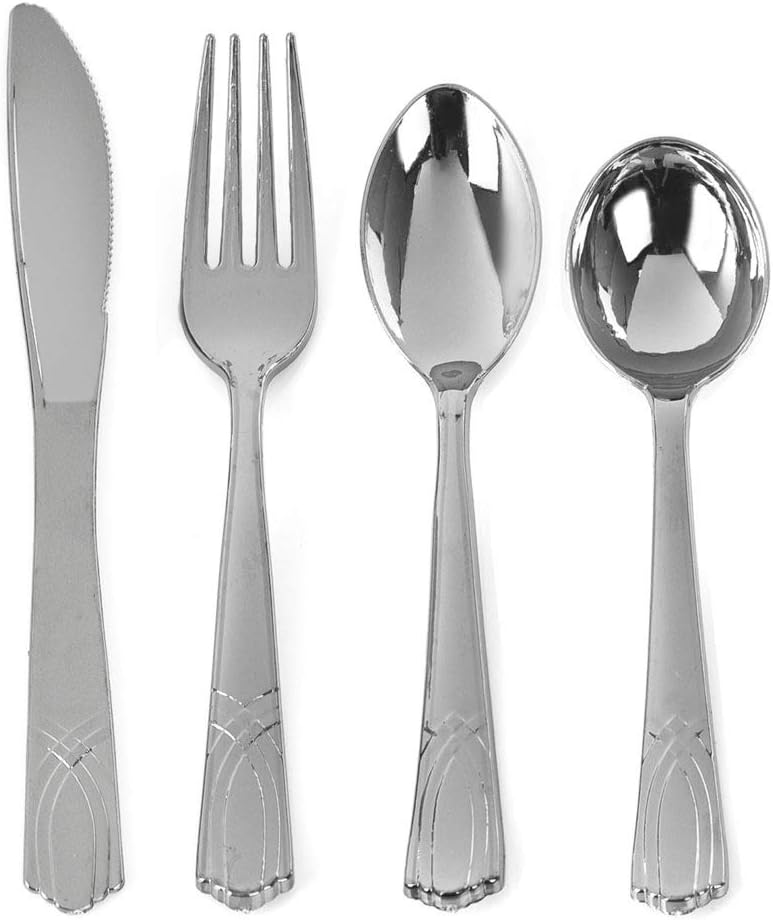 Silver-Like Disposable Soup Spoons - 600 Count - Silver Plastic - for Parties, Catering and Events